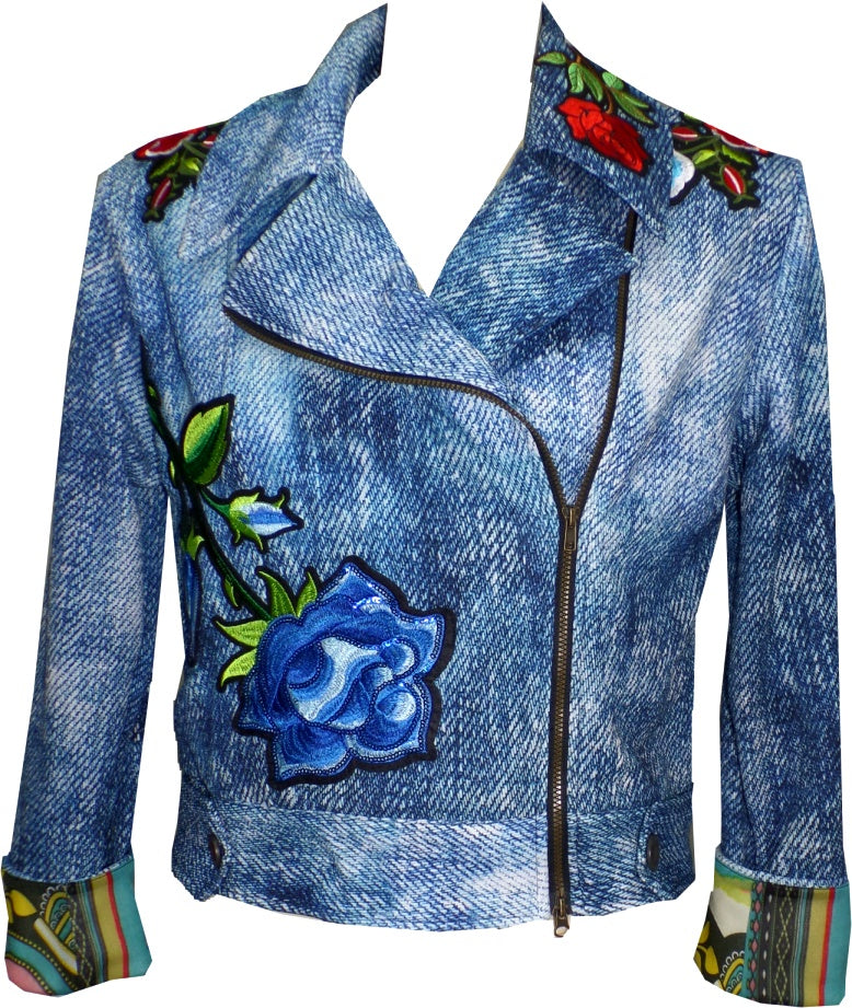 Denim Jacket with Applique – Petit Pois by Viviana G Denim Jacket with Applique – Petit Pois by Viviana G