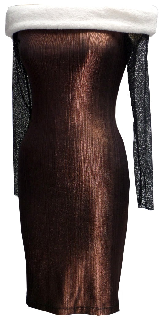 rib off shoulder dress Rib Foil Off The Shoulder Dress
