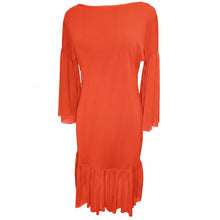 Load image into Gallery viewer, Coral Flamingo Solid Dress With Flounces