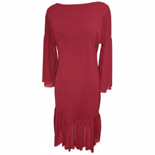 Load image into Gallery viewer, Cranberry Solid Dress W/ Flounces