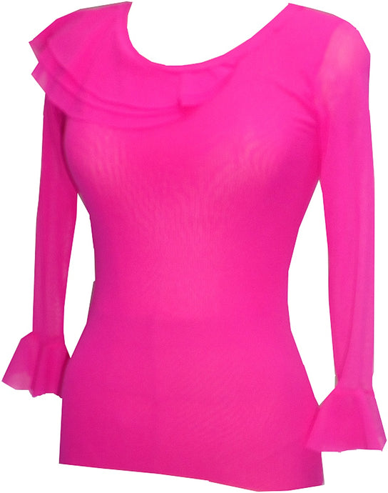 Scoop Ruffled Collar Top - Petit Pois by Viviana G