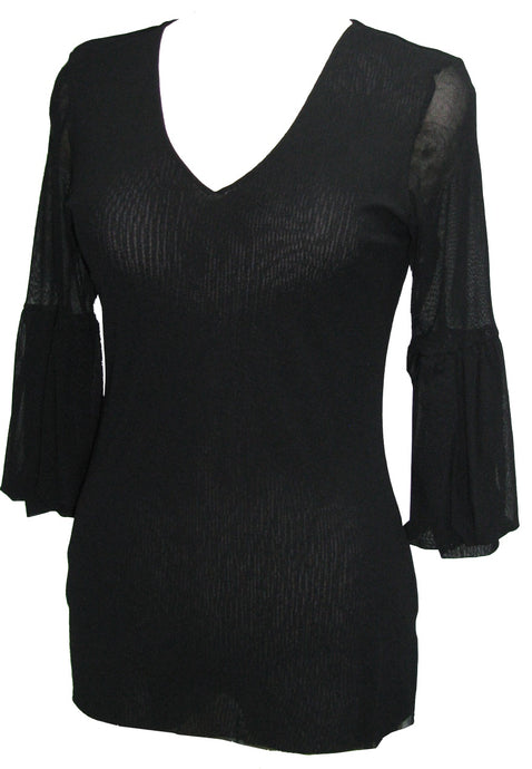 Puffy Sleeves V Neck Top - Petit Pois by Viviana G