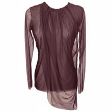 Load image into Gallery viewer, Plum Illusion Mesh Draped Top