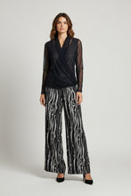 Load image into Gallery viewer, Black Illusion Mesh Draped Blouse