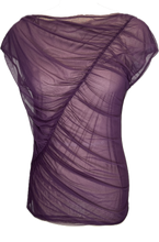 Load image into Gallery viewer, Plum Illusion Mesh Ruched Top