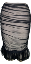 Load image into Gallery viewer, Black Illusion Mesh Draped Skirt