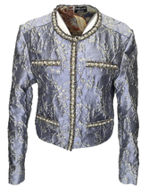 Load image into Gallery viewer, Silver Blue Cropped Jacket - Petit Pois by Viviana G
