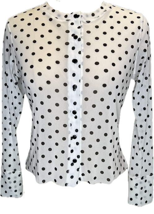 Mini Dots White Cropped Cardigan - Petit Pois by Viviana G