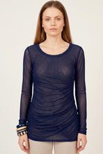 Load image into Gallery viewer, Navy   Solid Color Asymmetric Scoop