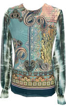 Load image into Gallery viewer, Aqua Paisley Crew Top