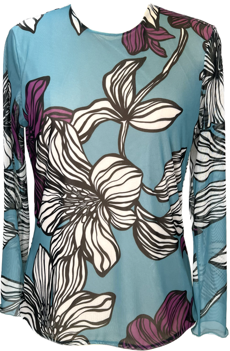 Black Flower Crew Neck Top - Petit Pois by Viviana G