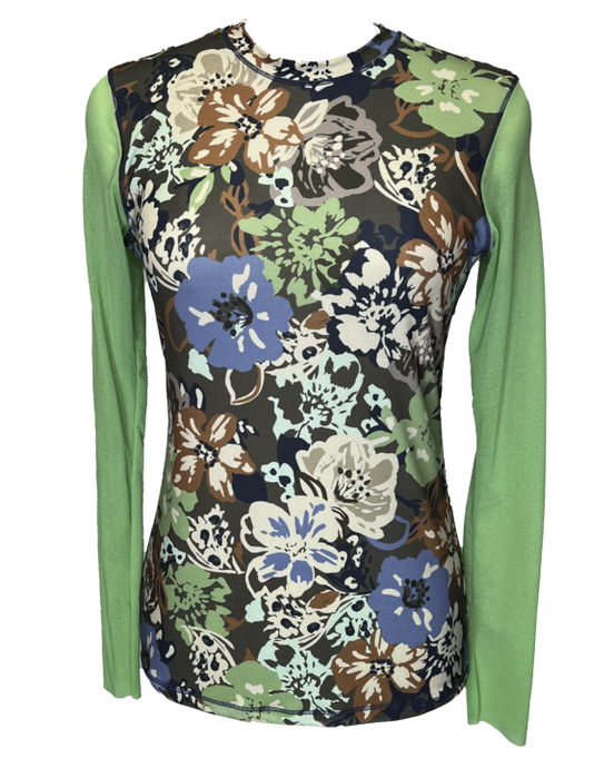 Blue Rose Crew Neck Tee - Petit Pois by Viviana G