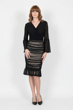 Load image into Gallery viewer, Black Illusion Mesh Draped Skirt