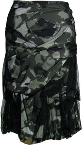 Camouflage Draped Skirt with Tulle