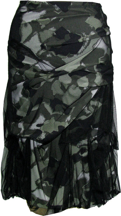 Camouflage Draped Skirt with Tulle - Petit Pois by Viviana G