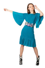 Load image into Gallery viewer, Turquoise Solid Dress With Flounces