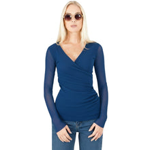 Load image into Gallery viewer, Panam Blue Solid Color Draped Top