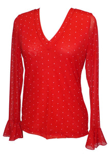 Frecnh Rivera Red Double V-Neck - Petit Pois by Viviana G