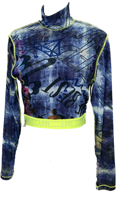 Graffiti High Neck Top - Petit Pois by Viviana G