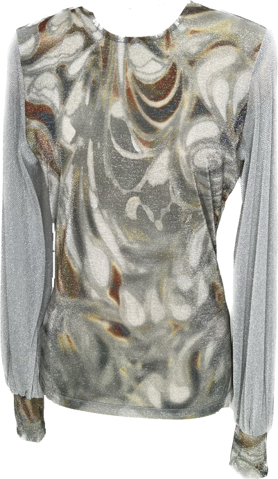 Gunmetal Sparkling Crew Top - Petit Pois by Viviana G