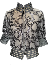 Load image into Gallery viewer, Gunmetal  Embroidery Bomber Jacket