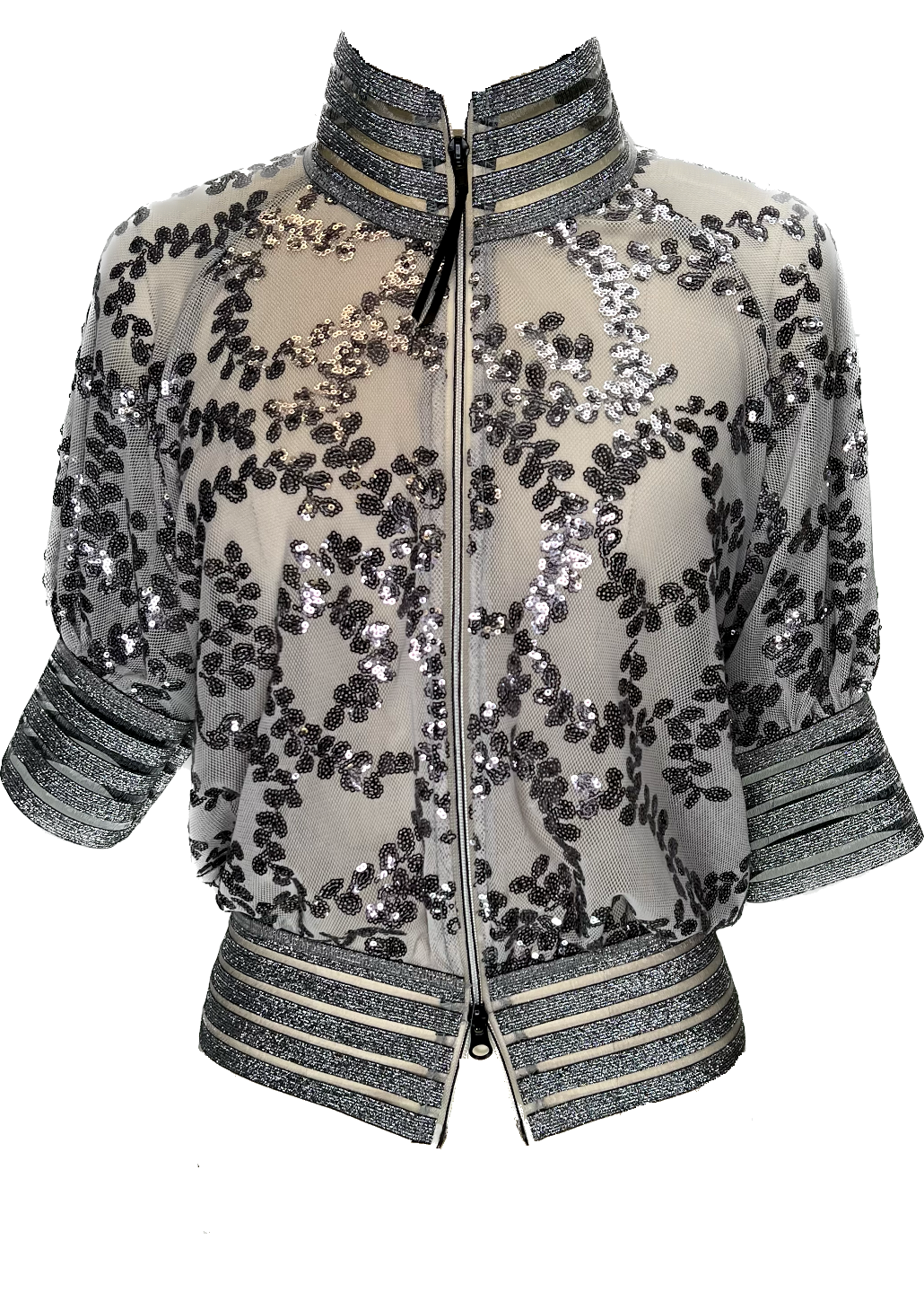 Gunmetal  Embroidery Bomber Jacket