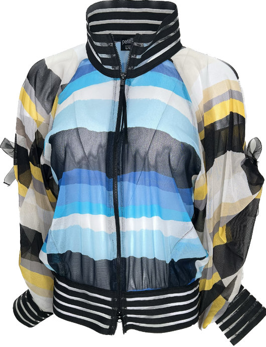 Geometric Combo Color  Bomber Jacket - Petit Pois by Viviana G
