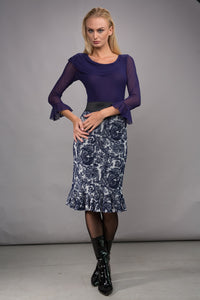 Sapphire Burnout Pencil Skirt