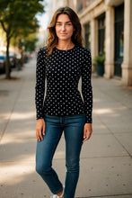 Load image into Gallery viewer, Mini Dots Black Crew Neck Tee