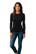 Load image into Gallery viewer, Mini Dots Black Crew Neck Tee - Petit Pois by Viviana G
