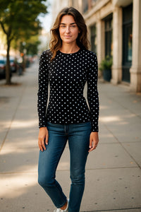Mini Dots Black Crew Neck Tee