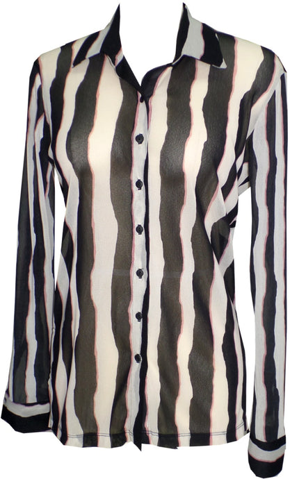 Black Mirror Stripes Oversize Shirt - Petit Pois by Viviana G