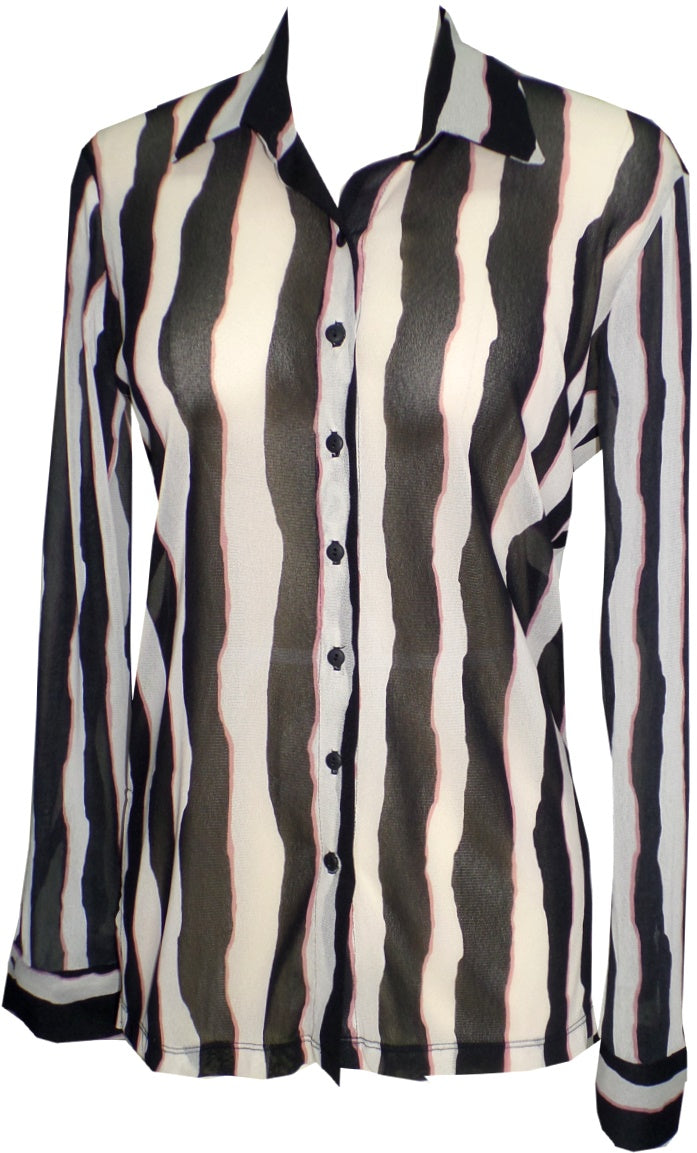 Black Mirror Stripes Oversize Shirt - Petit Pois by Viviana G