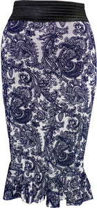 Sapphire Burnout Pencil Skirt