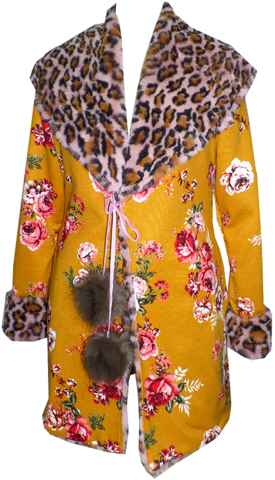 Knit and Fur Reversible Coat w/Pom Poms - Petit Pois by Viviana G