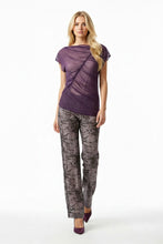 Load image into Gallery viewer, Plum Illusion Mesh Ruched Top