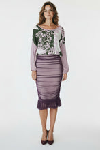 Load image into Gallery viewer, Plum Illusion Mesh Draped Skirt