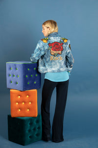 Washout Denim Jacket with Applique - Petit Pois by Viviana G