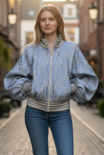 Load image into Gallery viewer, Silver Blue Bomber Jacket - Petit Pois by Viviana G