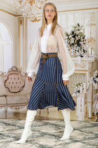 Knit Twill Asymmetric Flair Skirt In panels - Petit Pois by Viviana G