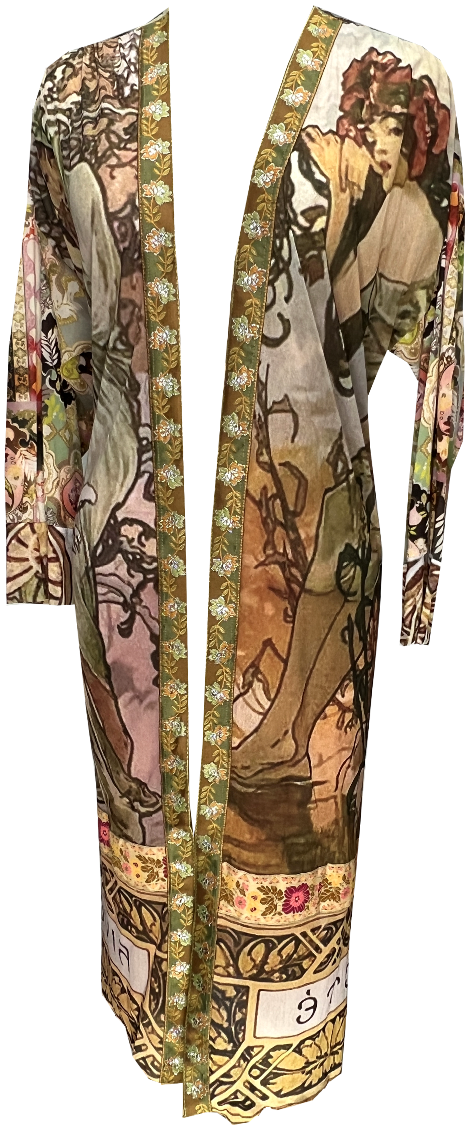 Kimono w/ Combo Sleeves & Embroidery Trimmings