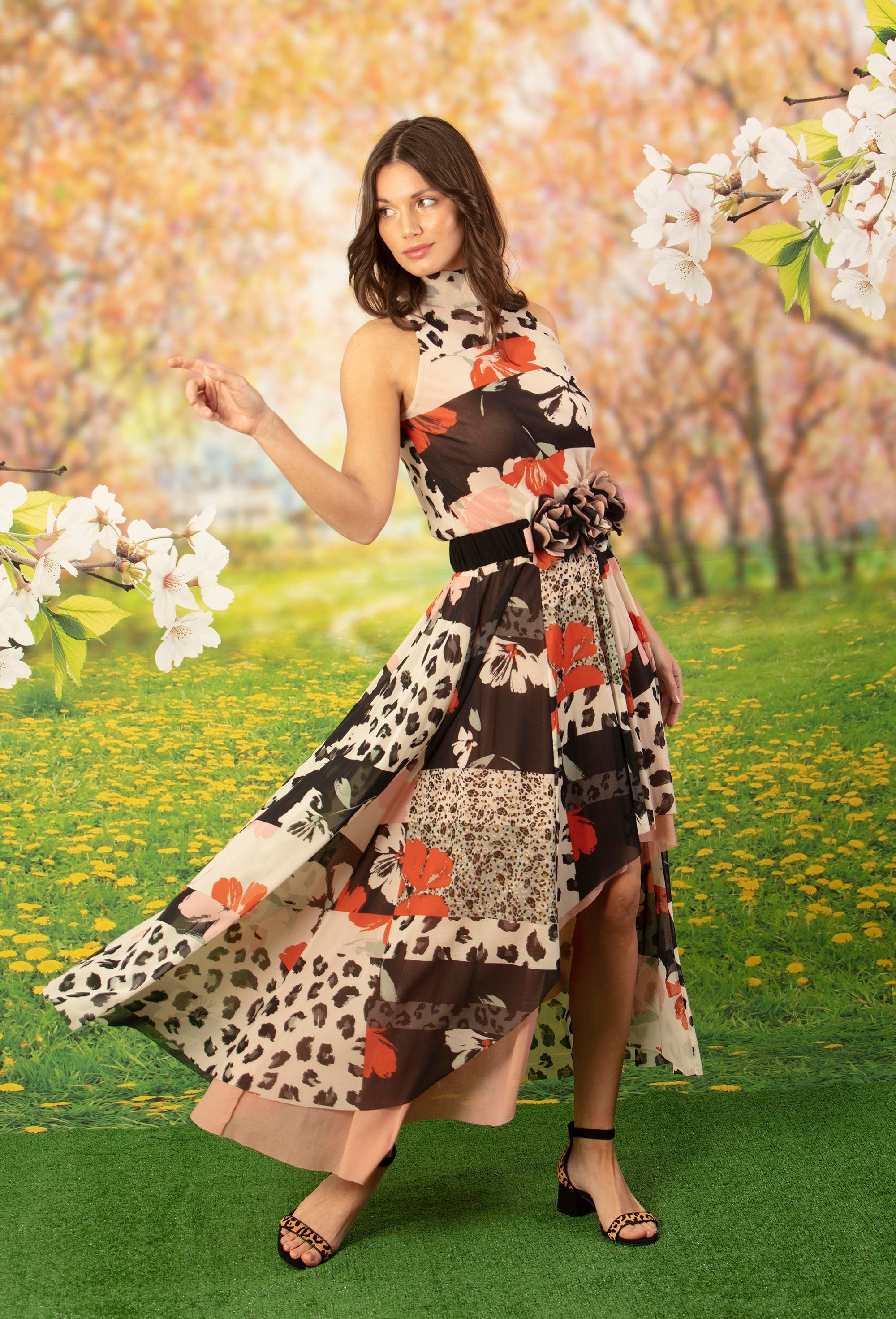 French Country Halter Dress L