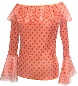 Illusion Dotted Off The Shoulder Blouse