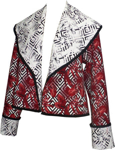Reversible Shawl Collar Cropped Jacket - Petit Pois by Viviana G